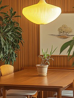 A modern console table in a sunlit room